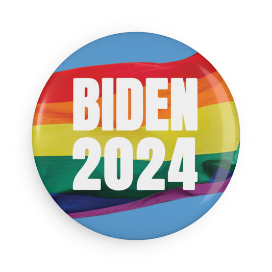 Button: "Biden 2024:" LGBTQ Pride Flag
