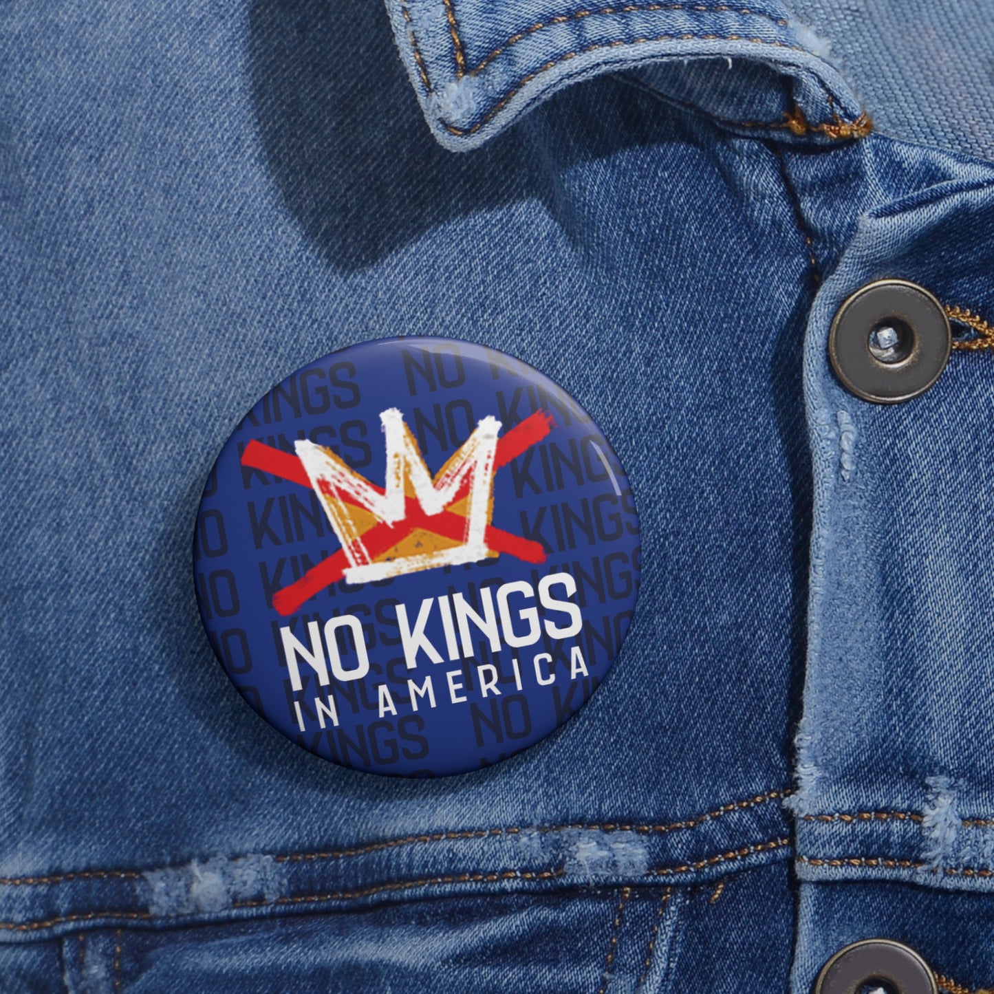 Button: "No Kings in America"