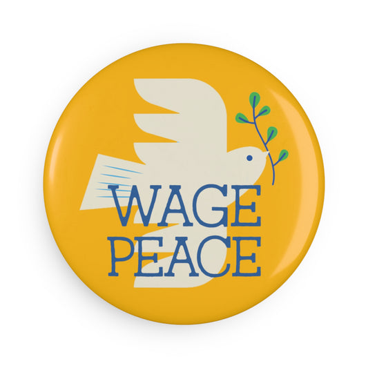 Button: Wage Peace, with Dove Illustration