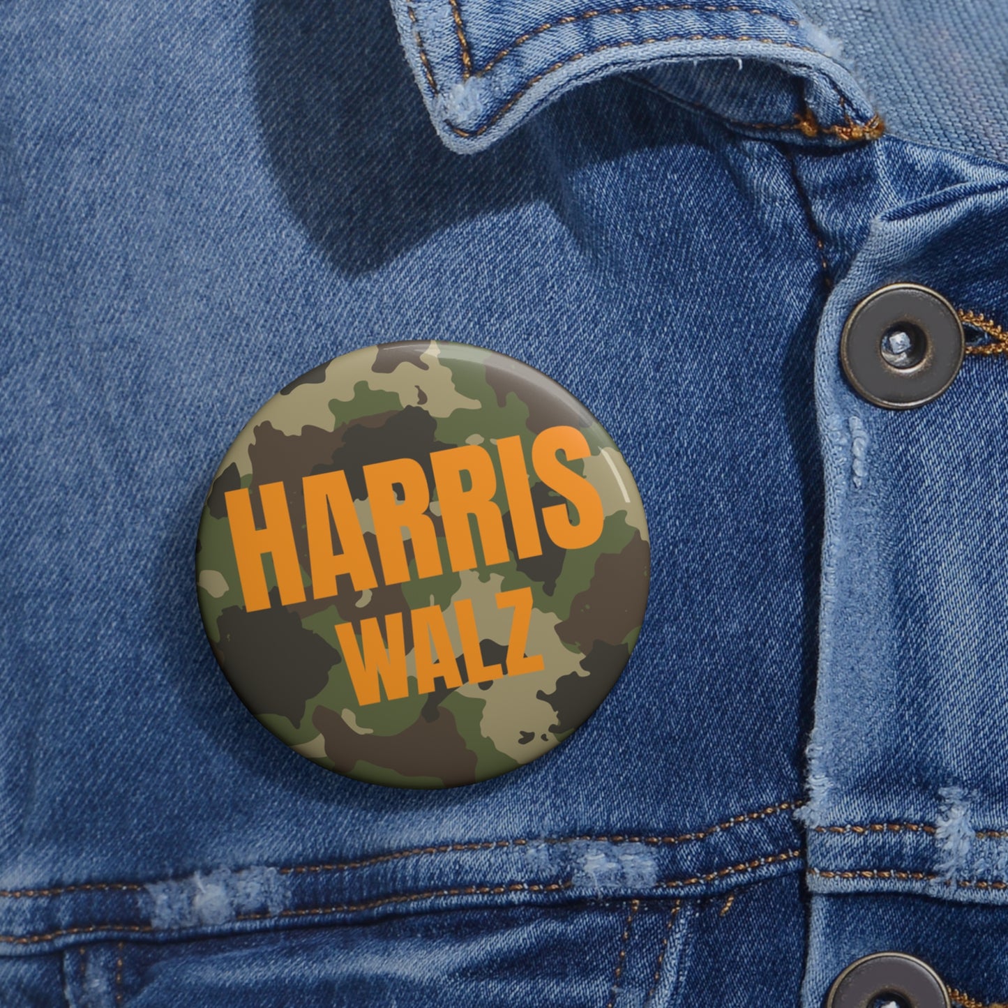 Button: Camoflauge: Harris Walz