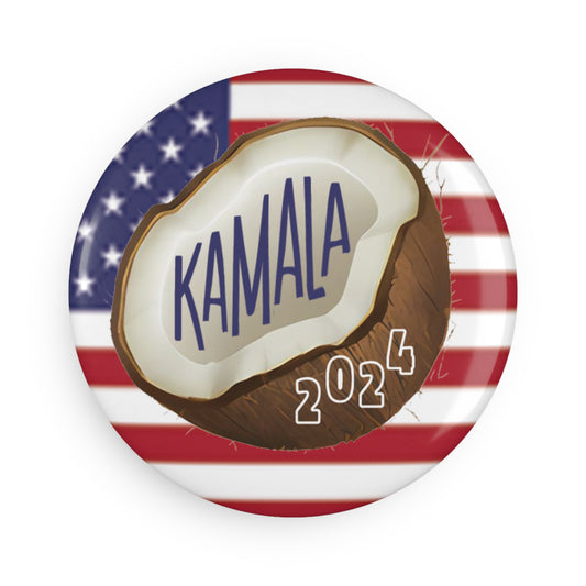 Button: Coconut Kamala 2024 with US Flag