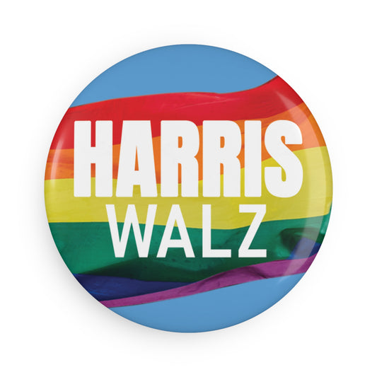 Button: Harris Walz with Pride Flag LGBTQ