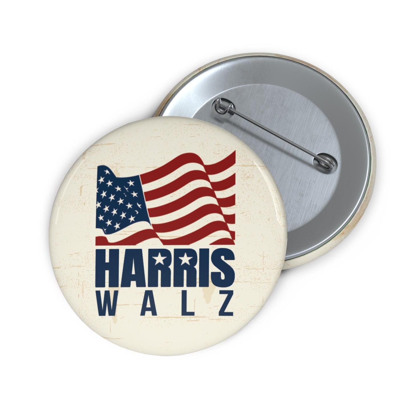 Button: Harris Walz with Waving Flag