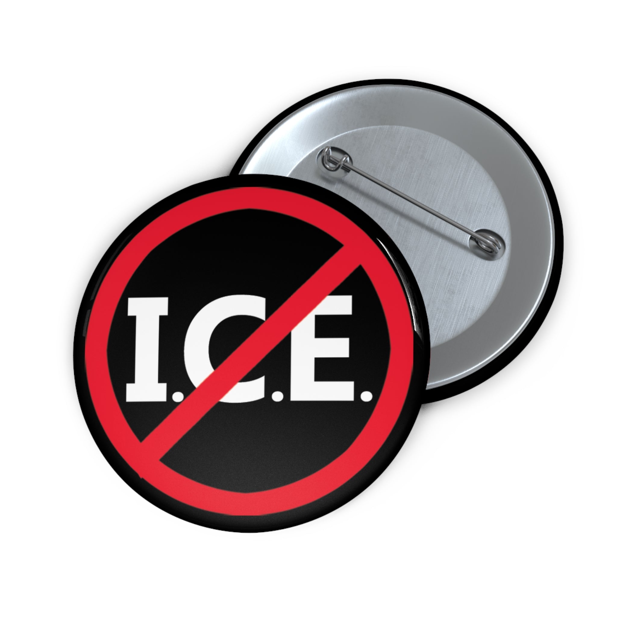 Button: No ICE: ICE in red circle with slash – American Buttoneer