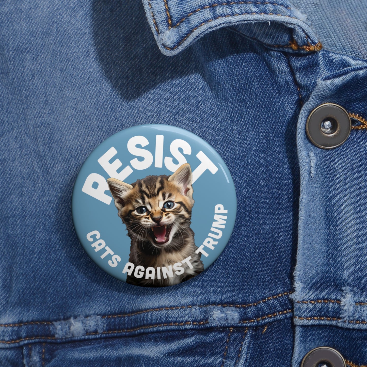 Button: "Resist: Cats Against Trump," with Photo of Cat/Kitten