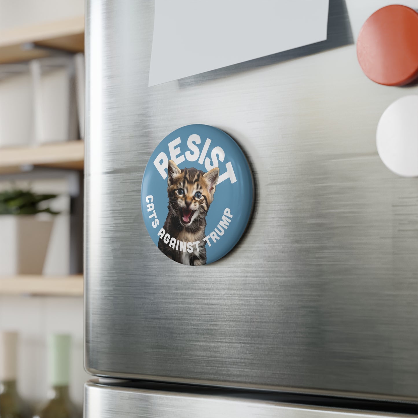 Magnet: "Resist: Cats Against Trump," with Photo of Cat/Kitten