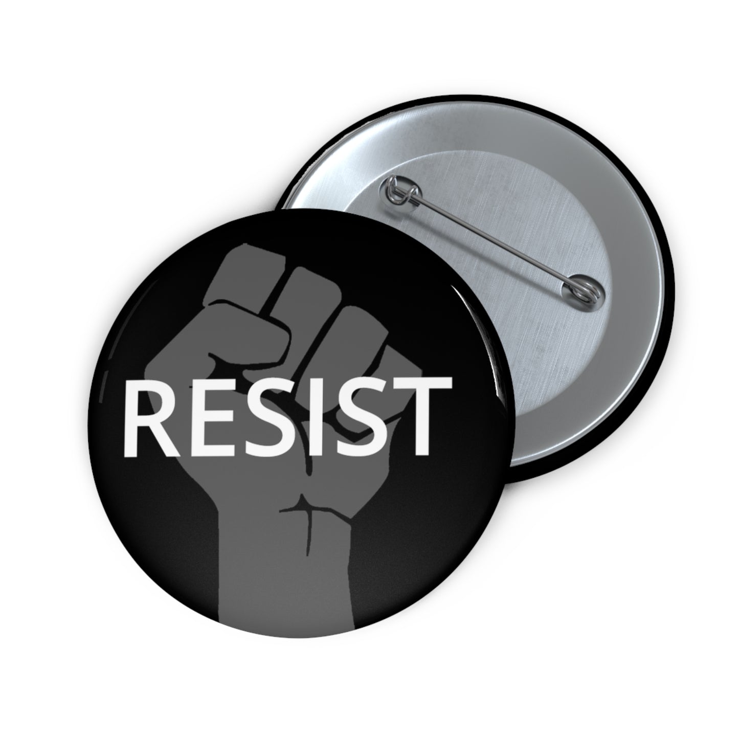 Button: "Resist" with Fist, on Black Background