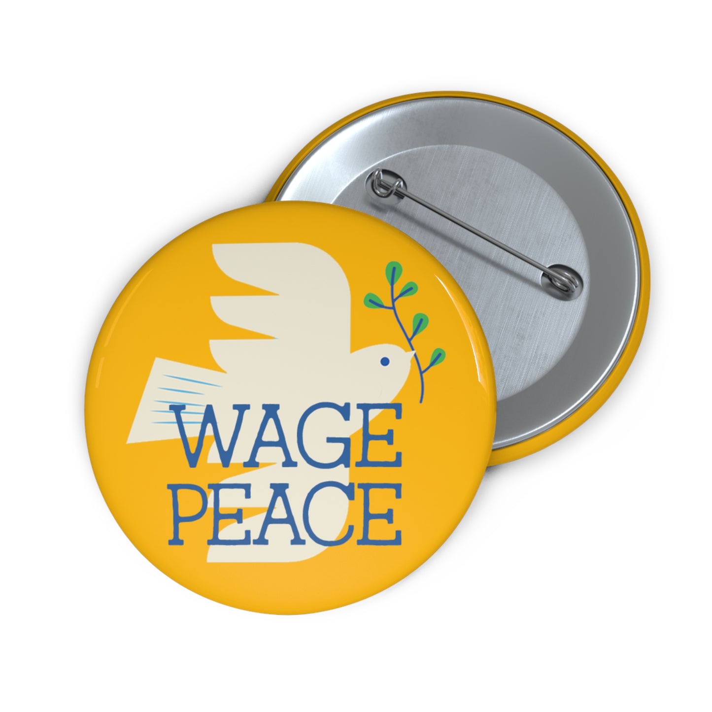 Button: Wage Peace, with Dove Illustration