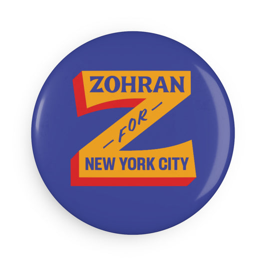 Magnet: "Zohran for New York City," in Yellow Z on Blue Background