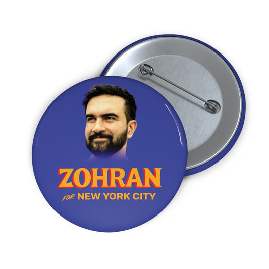 Button: "Zohran for New York City," with Zohran Mamdani Photo