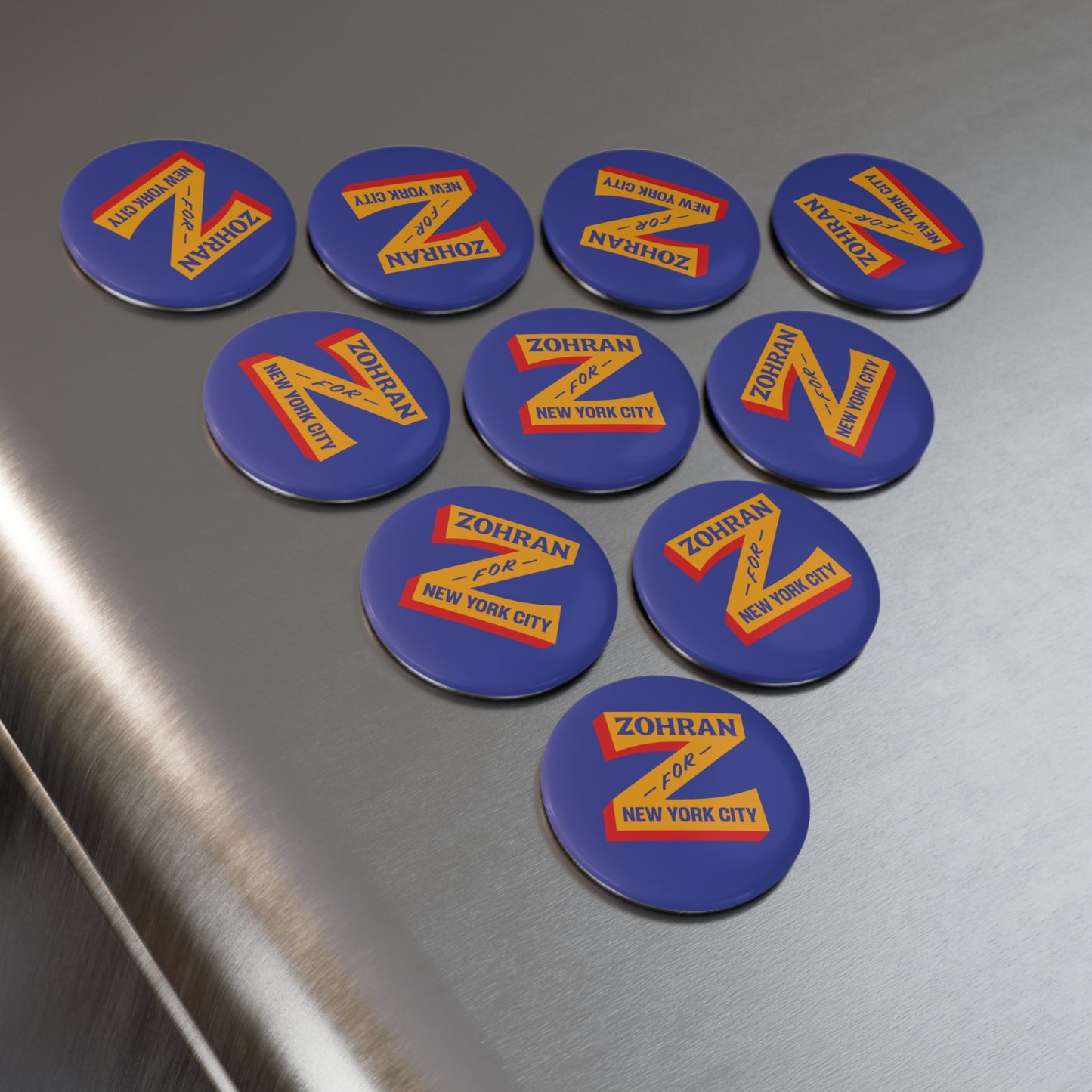 Magnet: "Zohran for New York City," in Yellow Z on Blue Background